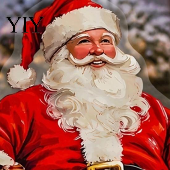 Christmas Garden Stakes Santa Claus Stake, Acrylic Yard Sign, Retro Style Outdoor Decor Reindeer Sleigh Ornament for Lawn Patio Planter Winter Accents