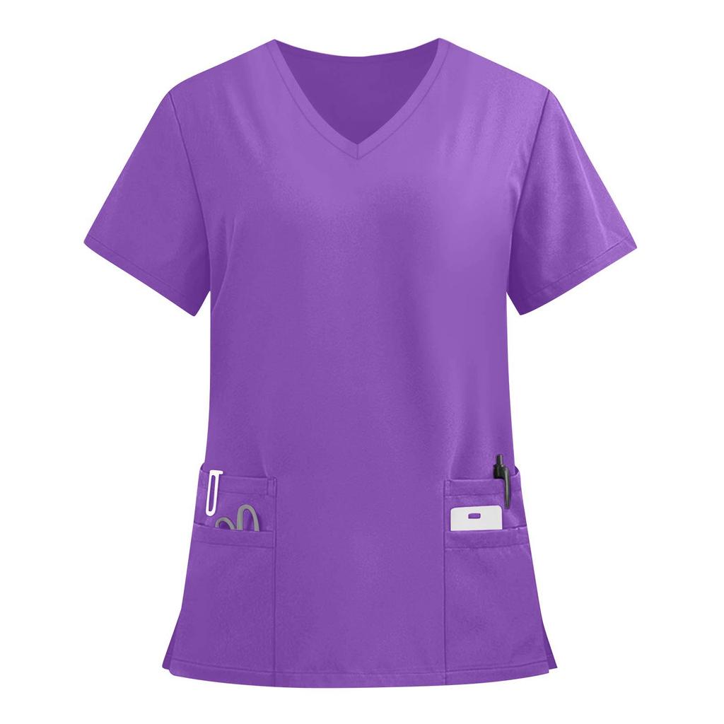 V-hals Scrubtop voor Dames Comfortabele Pasvorm Uniformen & Scrubs met Zakken Geschikt voor Scrubs Dames