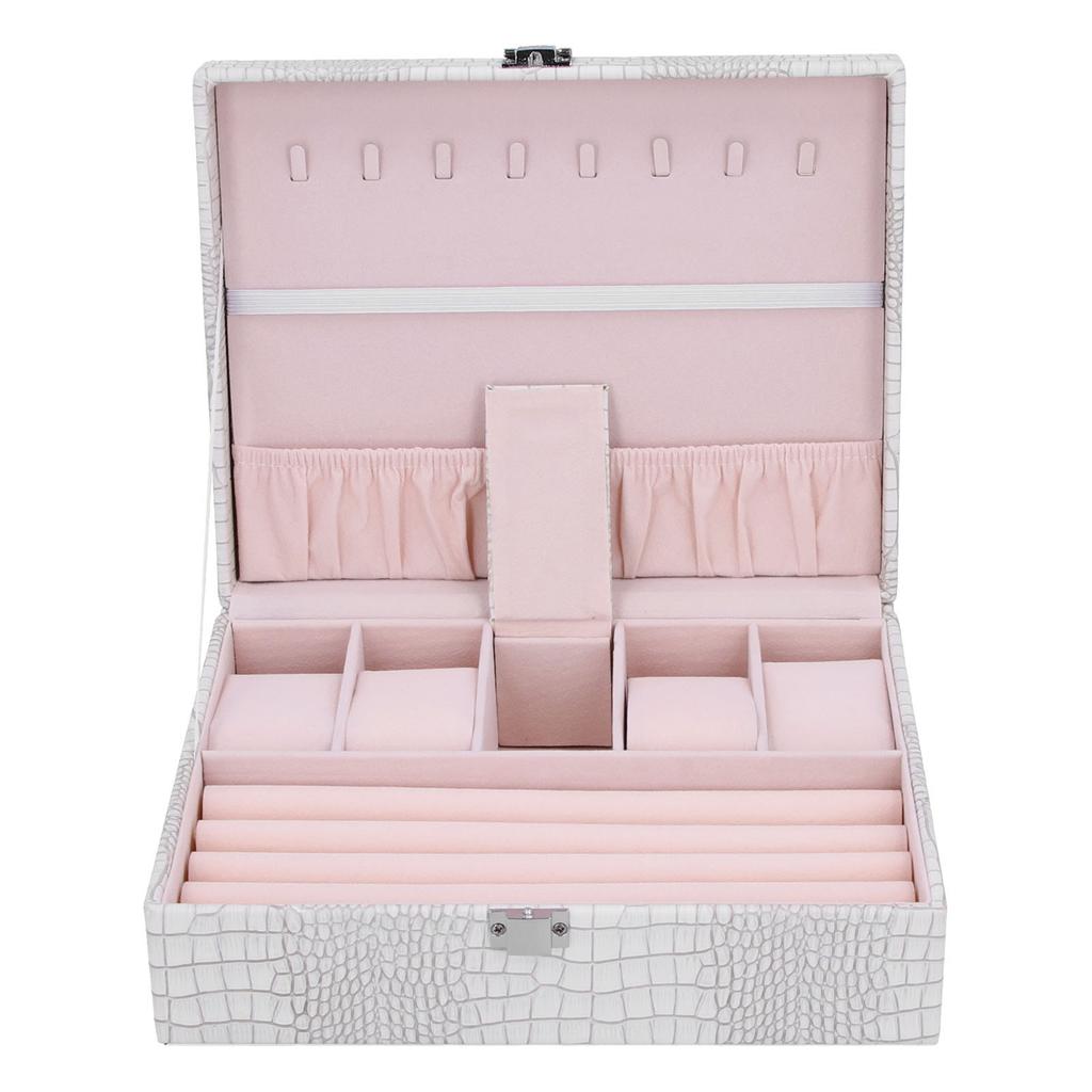 Białe pudełko z wielowarstwową biżuterią ze sztucznej skóry Przenośne pudełko do pakowania do zbierania