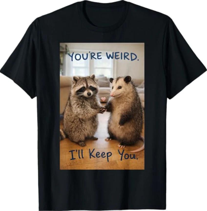 Weird Friend – Funny Raccoon and Opossum T-Shirt 4XL
