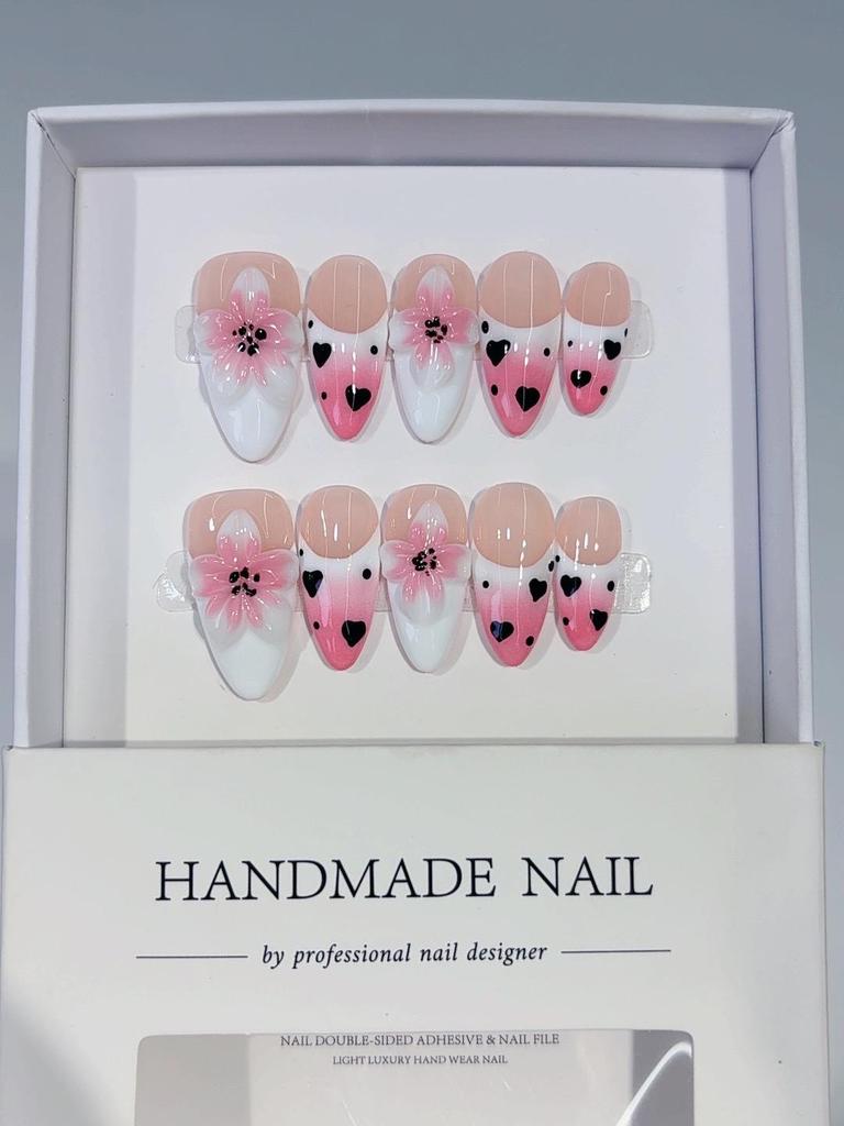 Handmade 3D Floral French-Style Wearable Nail Tips - European and American Bestseller for Spring