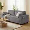 218 cm 3-Seater Sofa, Modern Corduroy Sofa with Pocket Spring Upholstery, Wide Armrests and 2 Cushions, Light Grey