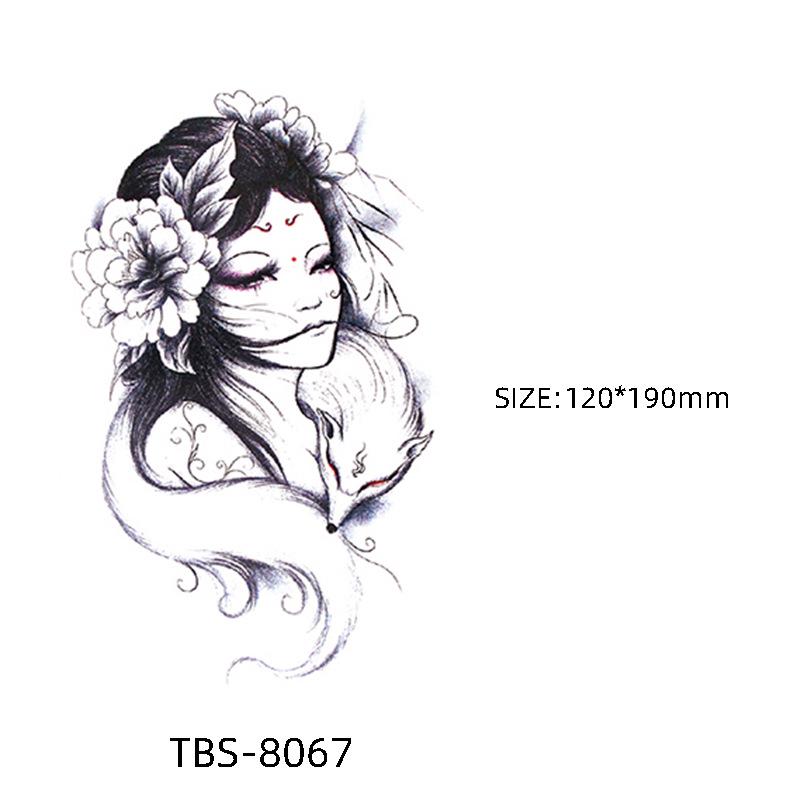 Waterproof Semi-Permanent Black & White Totem Flower Tattoo Stickers