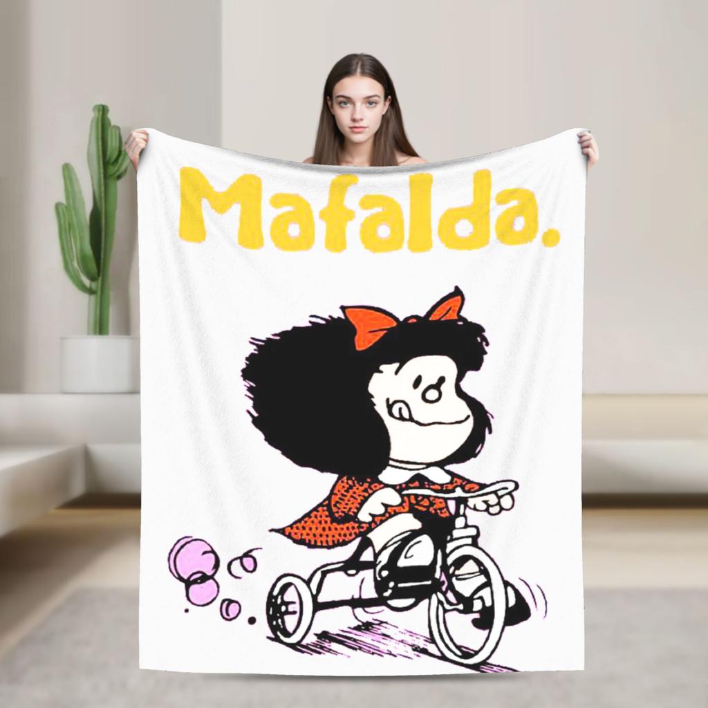 Mafaldas Knitted Blankets Amine Cartoon  Flannel Throw Blanket Bedding Couch Decoration Lightweight Bedspreads