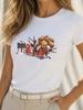 (Asian Size) Short Sleeve T-shirts Happy Festival Merry Christmas Fashion Women's Top O-neck T Shirt Print Casual New Year Clothing Graphic Tee