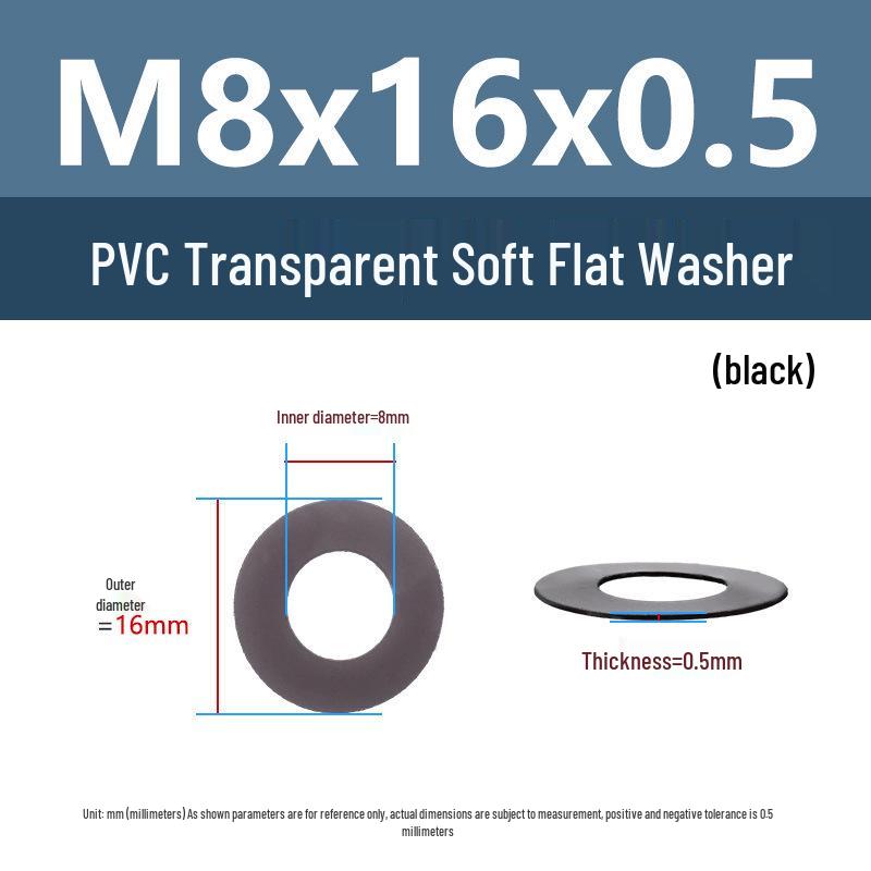 Yigu Black PVC Insulating Waterproof Flat Washer (M2-M10, M4-M5)