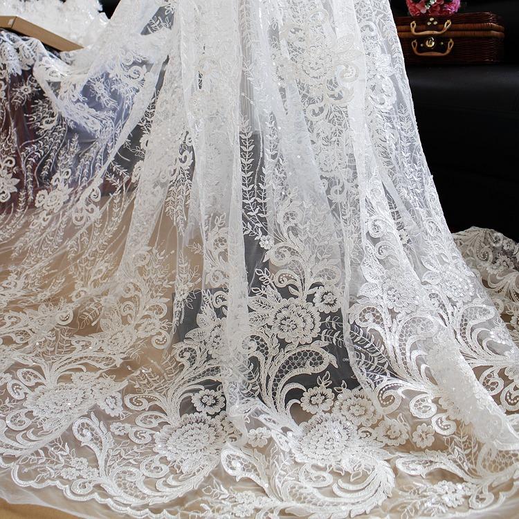 Sequin Embroidered Lace Fabric, Wedding Dress Handmade Diy Material Clothing Tablecloth Curtain Decorative Fabric Accessories