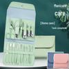 16-Piece Green Manicure Nail Art Set with Nail Clippers for Home Use