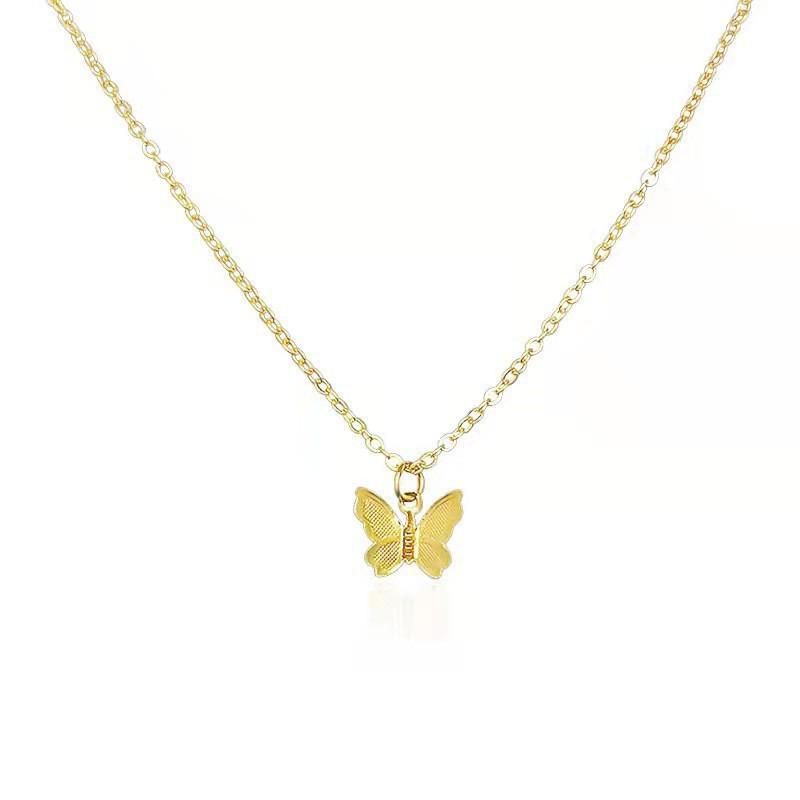Trendy fashion versatile women's niche light luxury items, simple alloy butterfly pendant necklace
