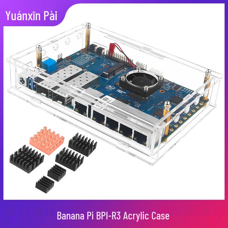 Banana Pi R3 Router Development Board with Case, Fan, and Copper Aluminum Heatsink