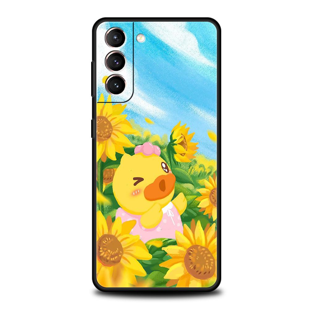 Anime Yellow Duck Phone Case For Samsung Galaxy S24 S23 S22 S20 S21 FE Ultra S24 S23 S10 S10E S9 S8 Plus 5G Phone Cover TPU Bag samsung s10 plus