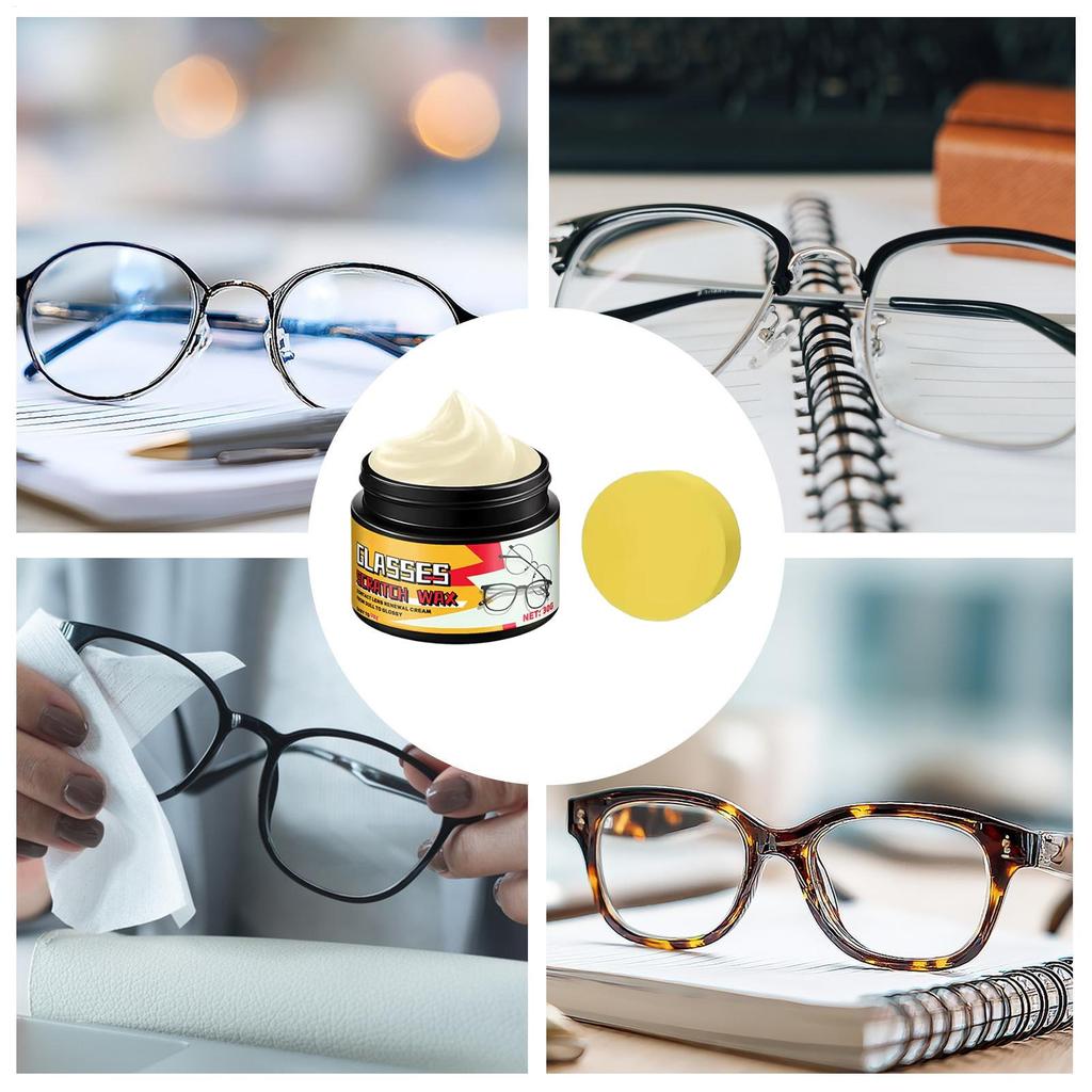 Lens Scratch Remover 30g Long-Lasting Cleaner Polishing with Sponge Eye Glass Scratch Remover for Cleaning Car Fog Watch Screen