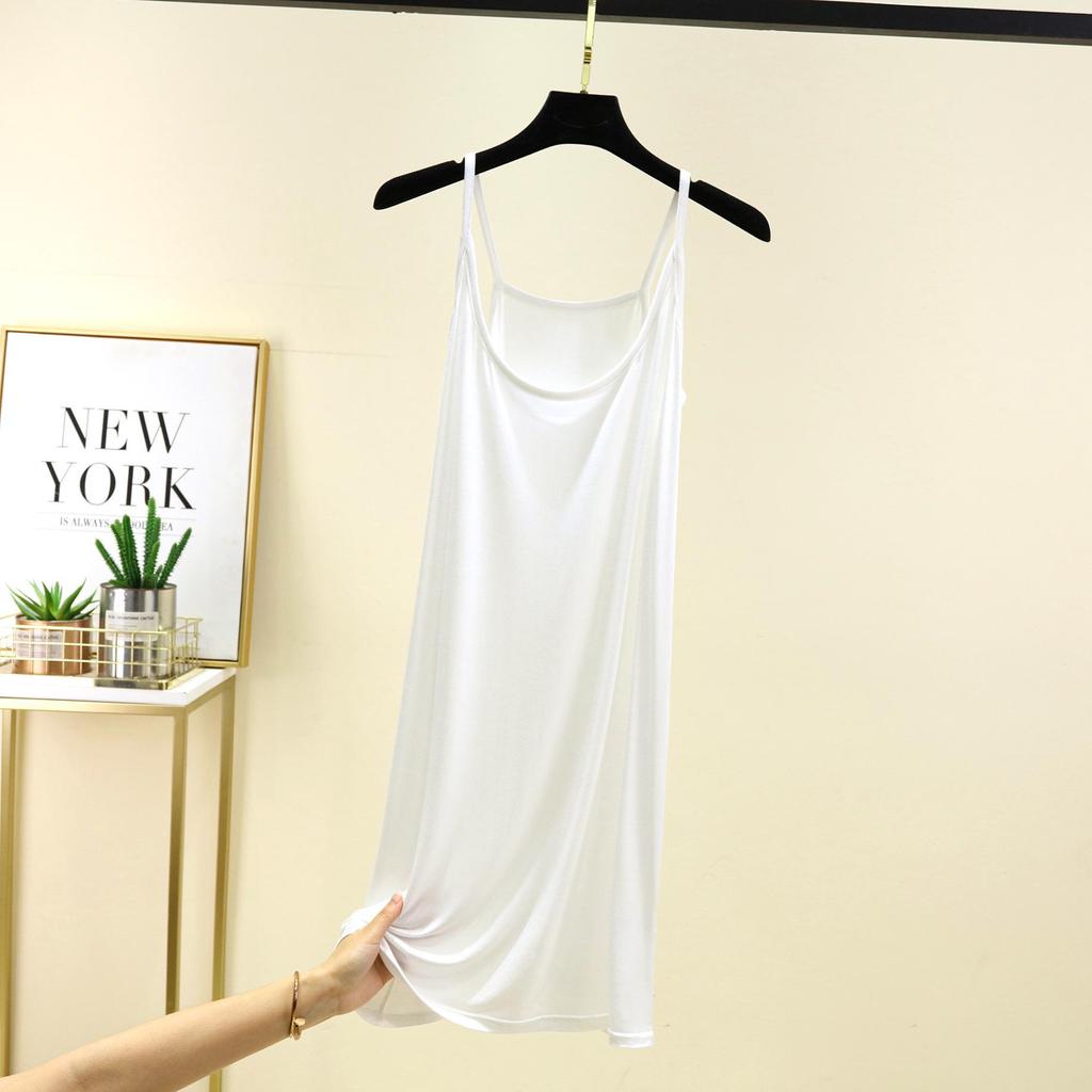Women's Summer Modal Camisole Dress - Sleeveless, Anti-Transparent Lining, Casual Long Vest Dress