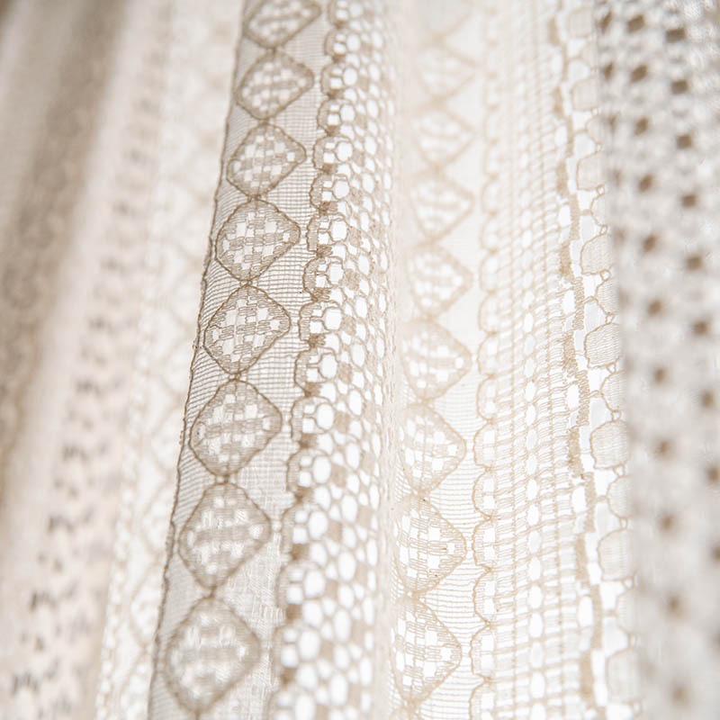 Fabric Daddy Blackout Crochet Curtains - Soundproof, Magic Tape for Bedroom, Kitchen & Living Room Bay Windows