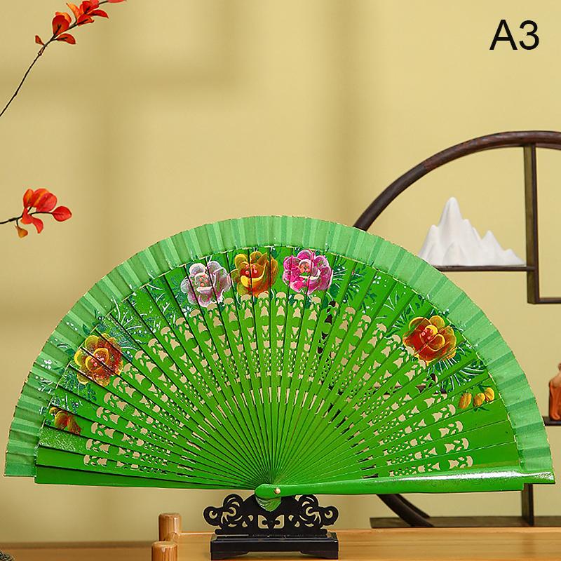 

Китайский стиль двухсторонний складной веер полый двухсторонний подарок для творчества танцы печать дерево испанский ручной веер праздничные принадлежности