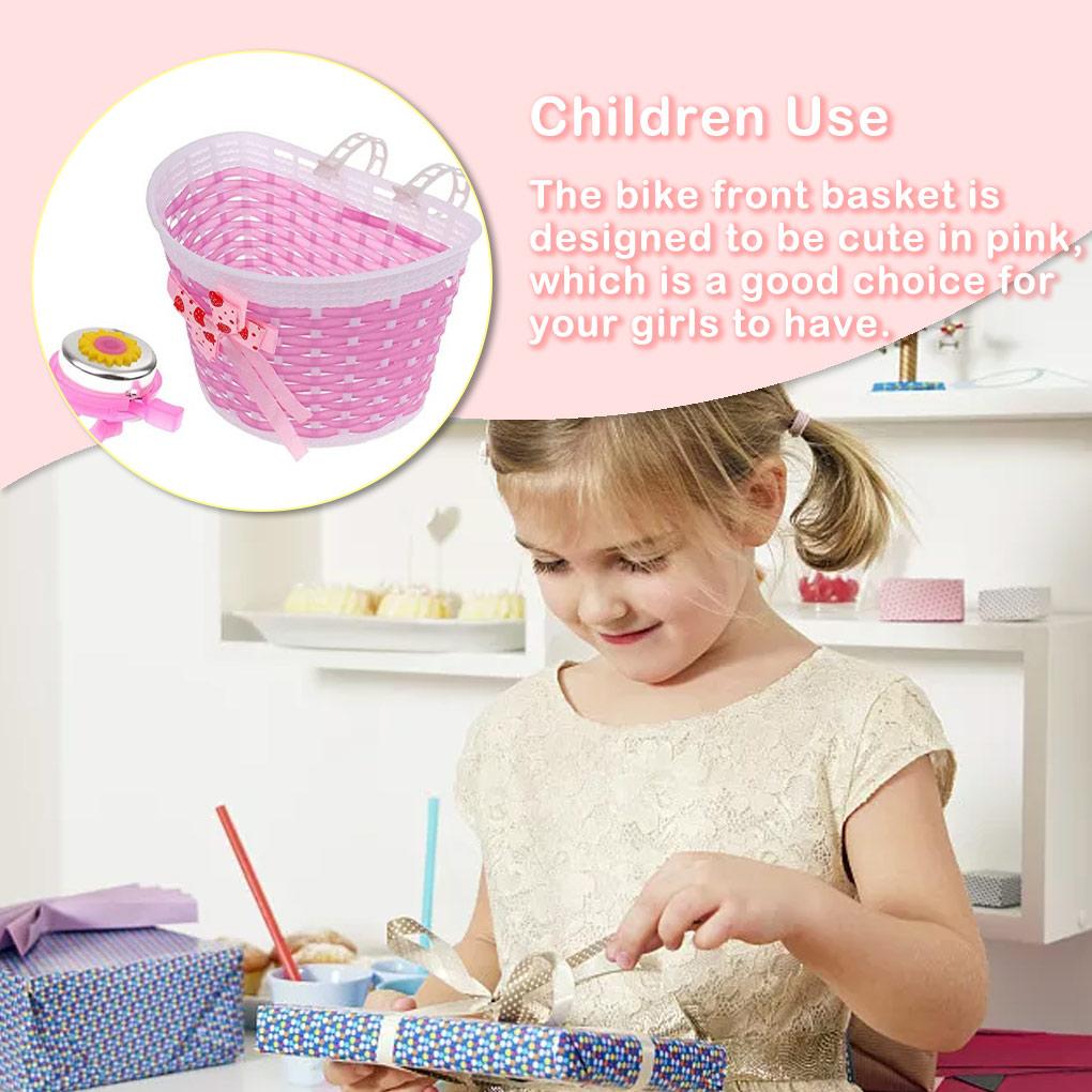 Children Bicycles Front Basket Portable Removable Replacement Cycling Cycle Holder Parts Accessories with Bell