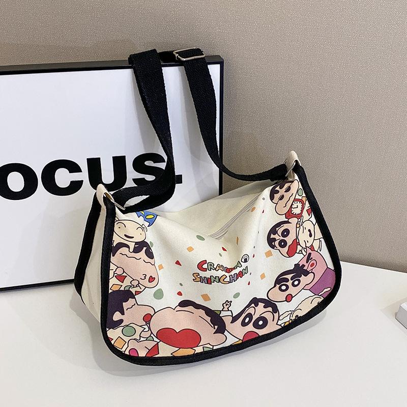 Versatile cartoon animation printed shoulder bag large capacity women's leisure messenger bag going out dumpling bag