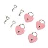 4 Set Heart Padlock Zinc Alloy 38x30mm Love Lock with Key for Jewelry Boxes Wallets Handbags Rose