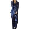(size M) Women's Soft Silk Satin Long Sleeve Sleepwear Pajamas Set 25-26