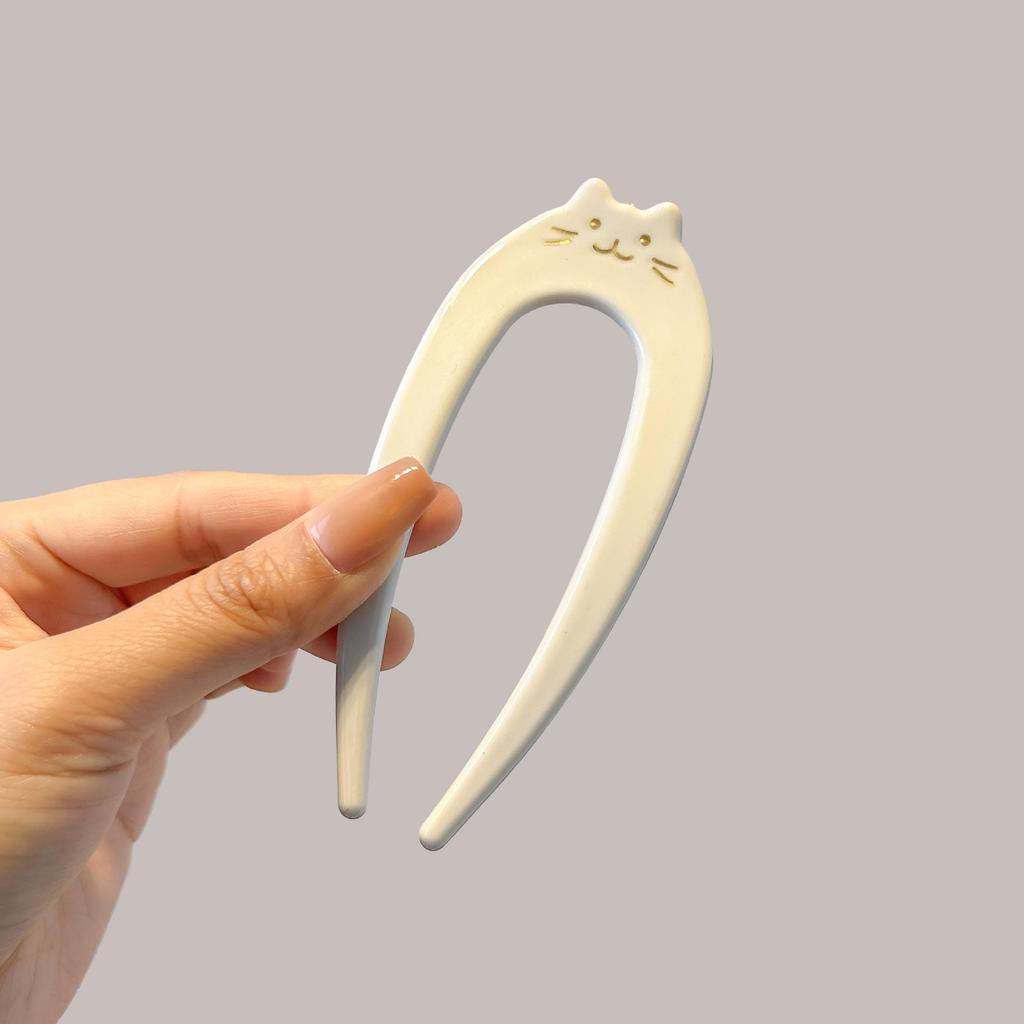 Elegant U-shaped Acrylic Hairpin for Women's Bun - New Chinese Style