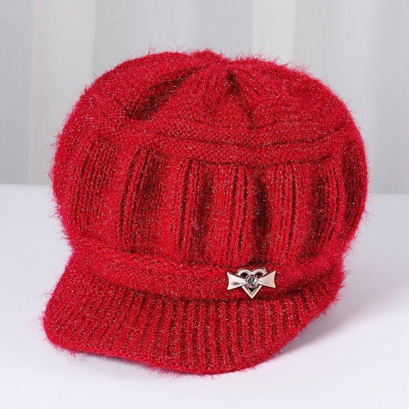 Winter Elderly Person Warm Cycling Hat Female Autumn Winter Mother Hat Middle Aged 40 Years Old Velvet Knitted Hat