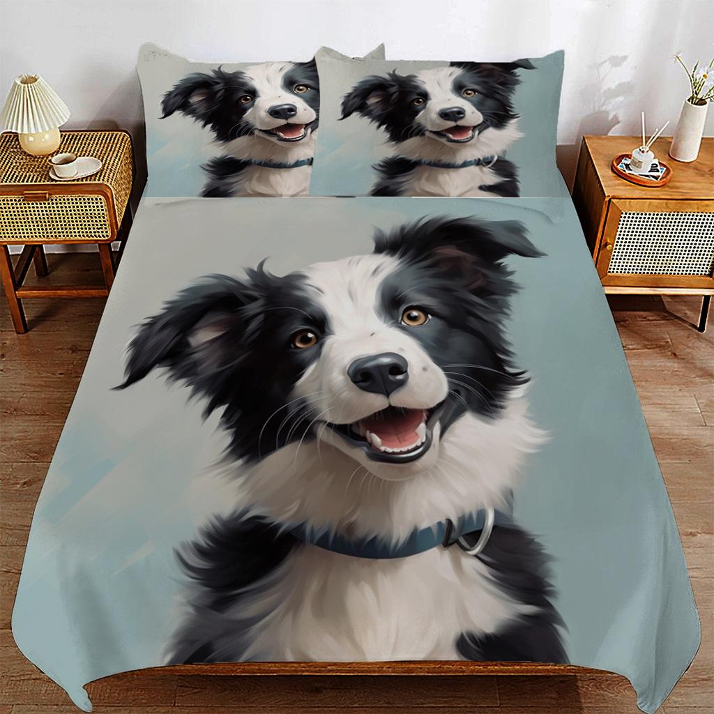 

Fresh Puppy Printed Bed Three-Piece Set, Bedding, Digital Printed Bedding 135*200
