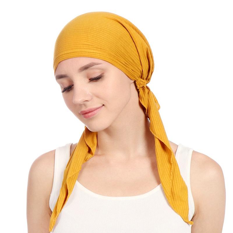 1Pc Polyester Women's Hijab Headscarf Turban Headwrap Cover Muslim Chemo Cap Hair Loss Hat
