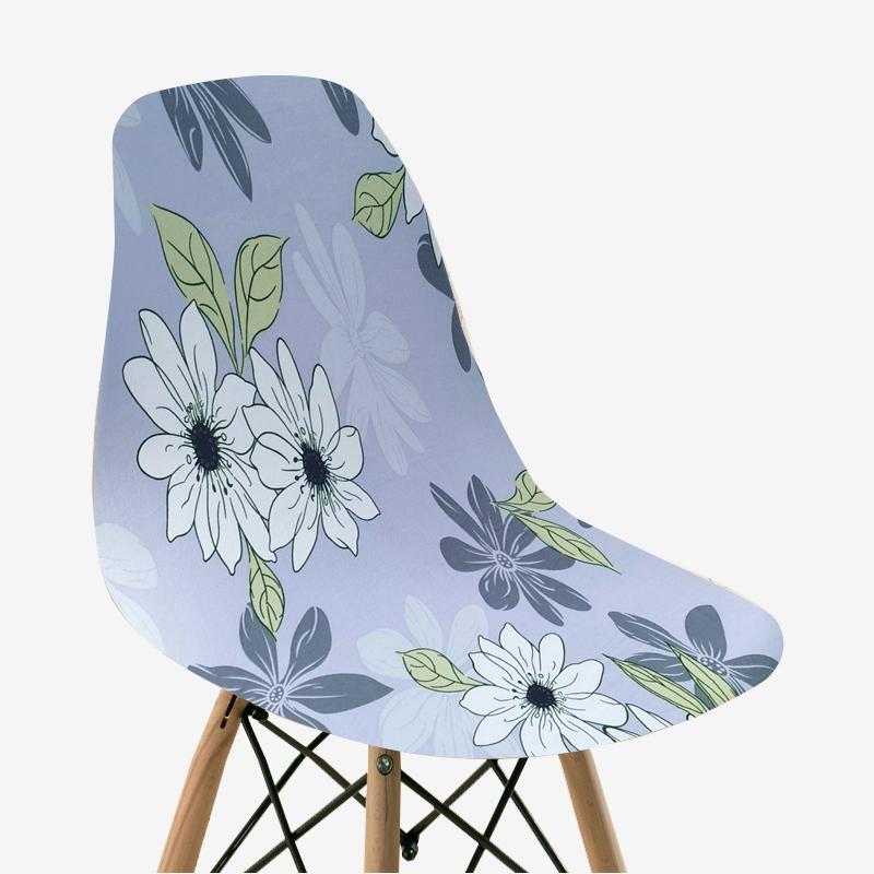 Floral Printed Shell Chair Covers Elastic Seat Cushion Cover Protector for Chairs Fitted Kitchen Living Room for Home Decor 1pc