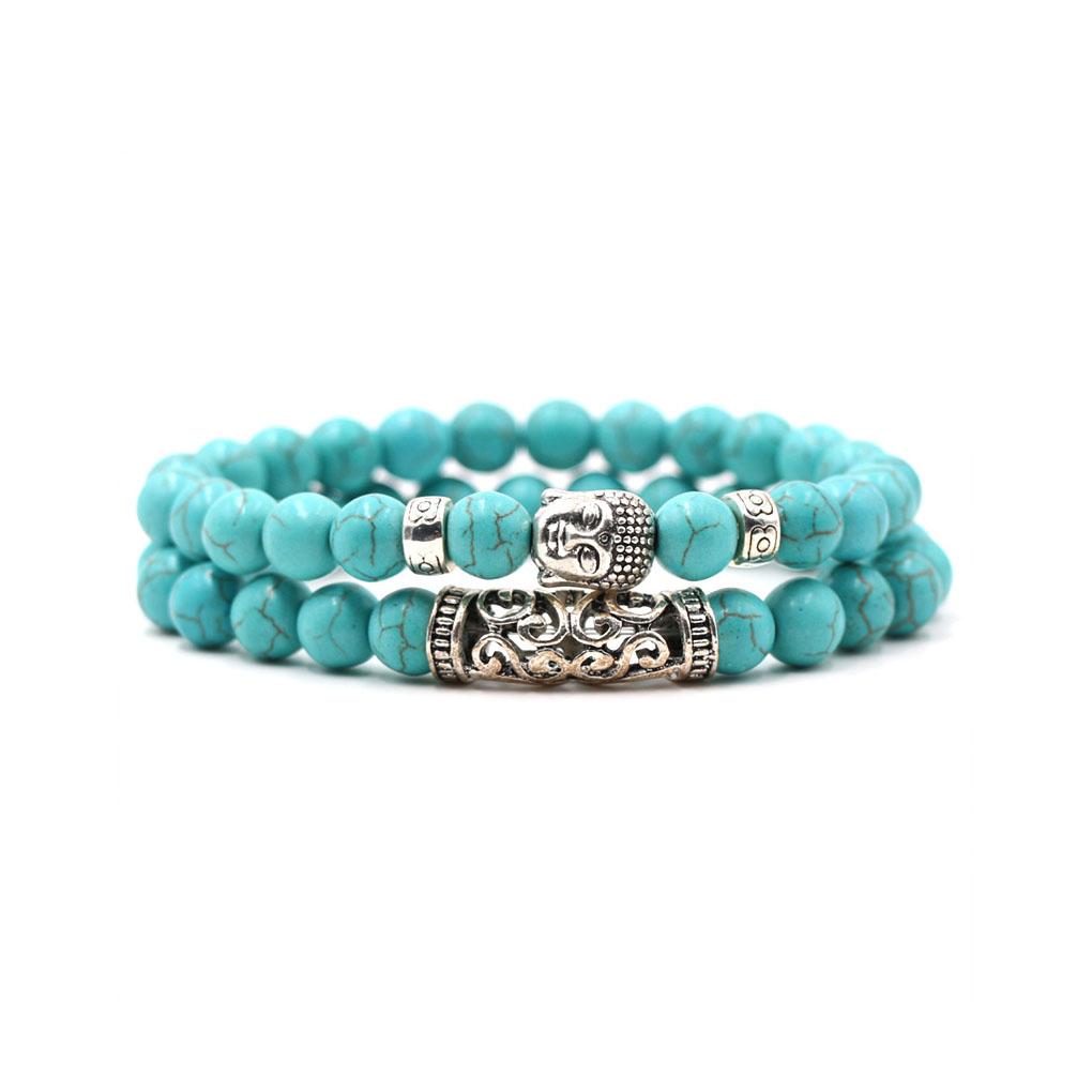 Womens Stone Bracelet Memorable Natural Stone Beads Bracelet Elegant Light Elastic Turquoise Buddha Jewelry Meaningful Beauty