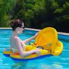 Inflatable Baby Swimming Float with Detachable Canopy Double Airbags and Underarm Support Baby Swim Seat Float Ring for Pool and Beach Use