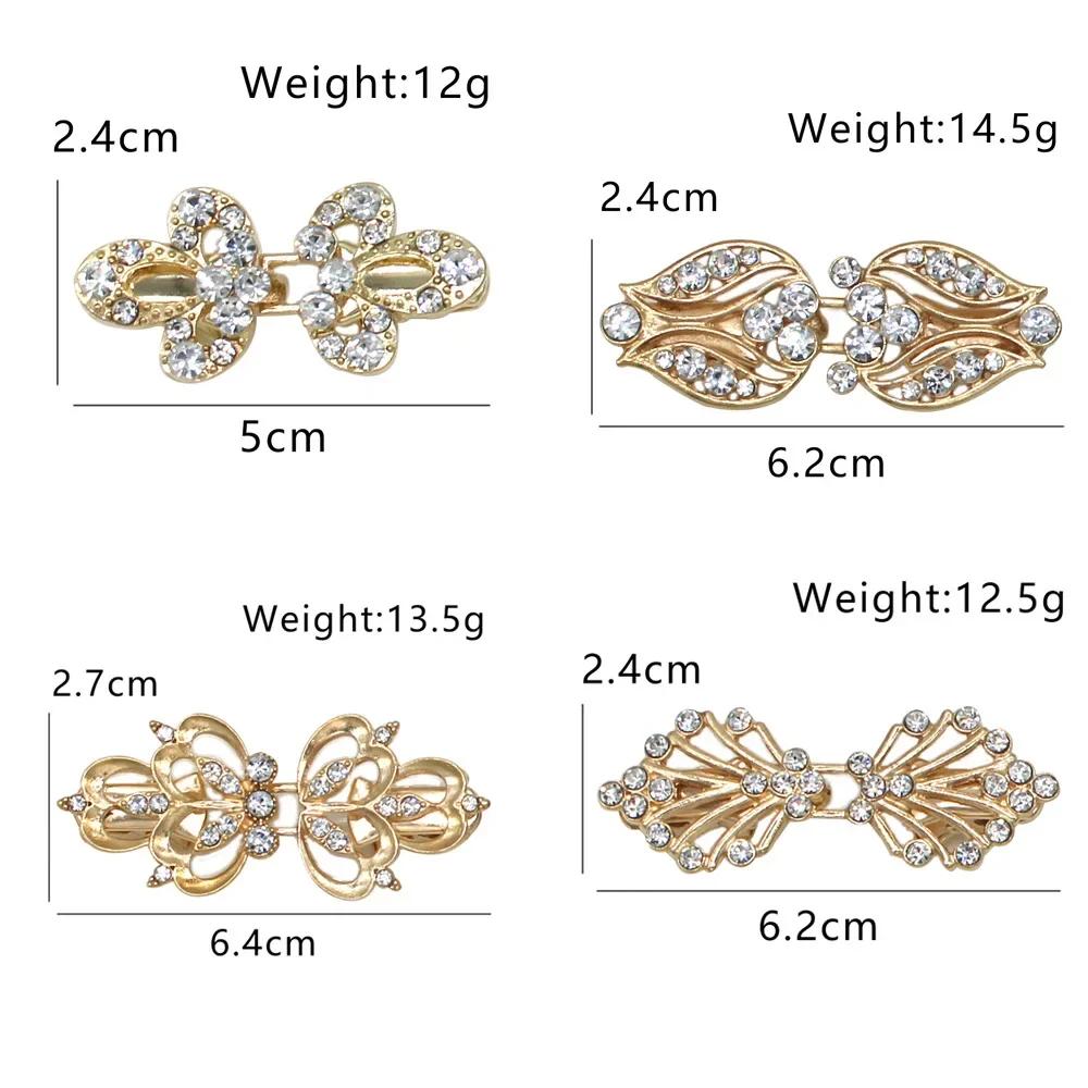 1 Pair Shiny Alloy Cardigan Collar Clips Holder Women Decor Crystal Cape Cloak Clasps Fasteners Buckle Brooch Clip