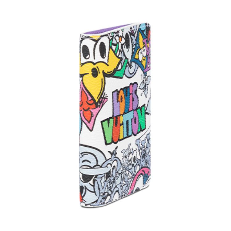 Louis Vuitton Pocket Organizer Cartoon Graffiti Print Coated Canvas With Leather Trim Wallet Men Wallets Multicolor M82024