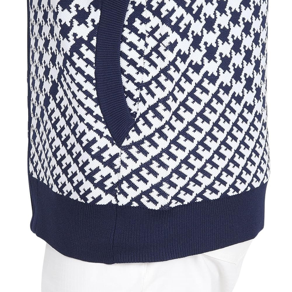 Le Coq Sportif Golf LG4FVE50L Sweater Vest with Plover Full Hand NV00 Women's Pattern, Lightweight, Patch, Zip, Washable, Sleeveless, (Navy)
