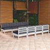 9 Pcs Garden Set with Cushions Solid Pine Wood