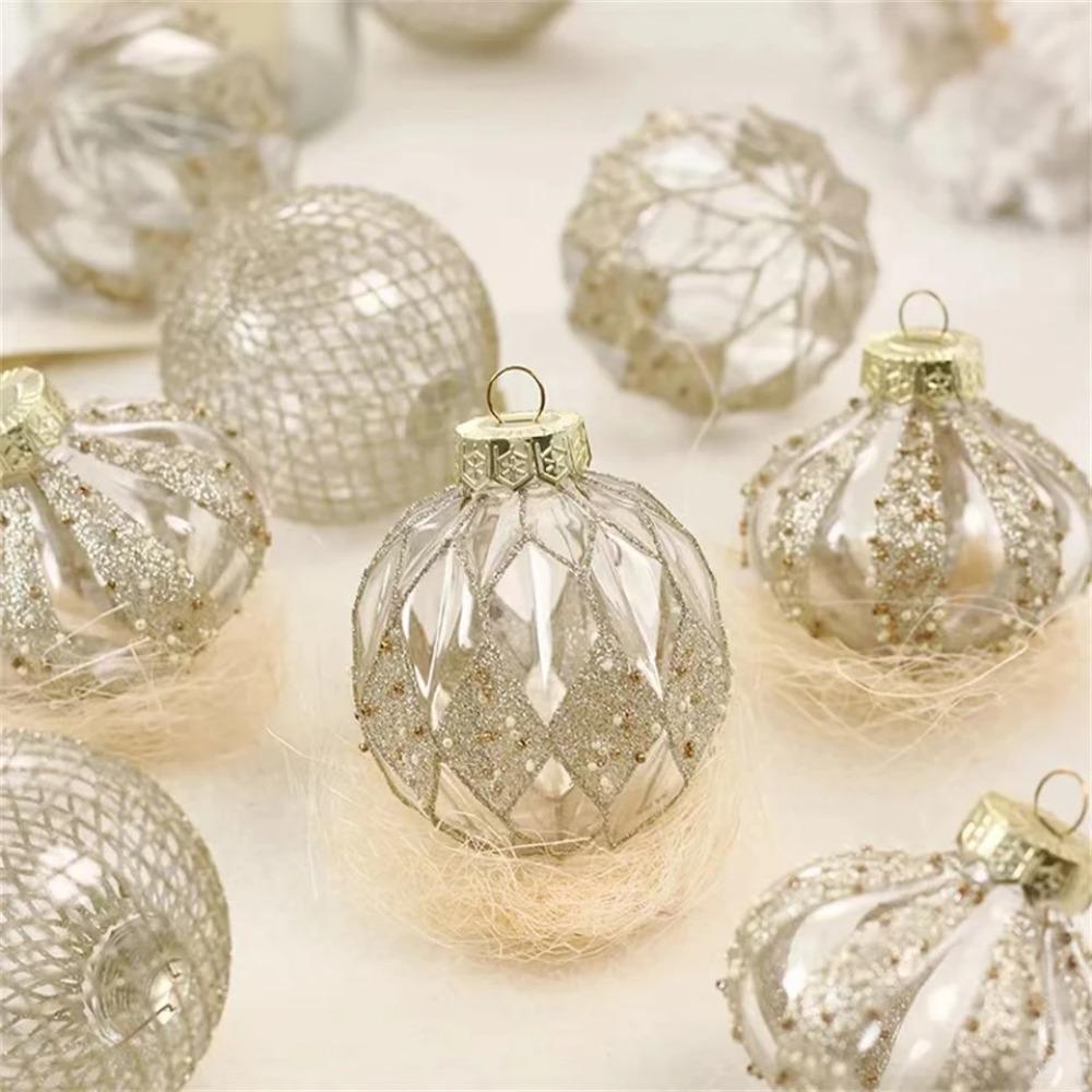 9pcs Transparent Electroplated Christmas Hanging Balls Merry Christmas Tree Decor  Children Gifts