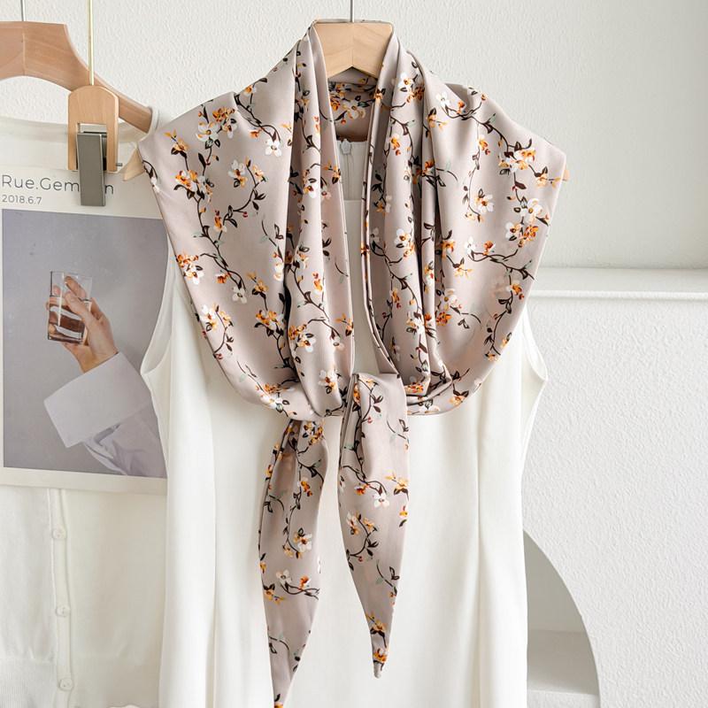 Cheongsam Shawl Women's Summer Outfit Simulation Silk Ethnic Style Triangle Scarf Cloak Versatile Tassel Travel Photo Scarf