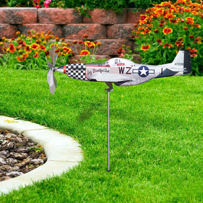 Aircraft Garden Windmill Airplane Wind Spinners Weatherproof Stainless Steel Wind Powered Wind Catcher Garden Art Decorations