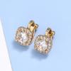 Earrings With Diamonds, Square Gold-Plated Earrings, Women'S Simple Temperament, No Ear Piercings, Earrings.