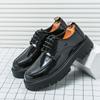 High-end Luxury Leather Shoes Men's High-end Sense of British Height Increase Platform Trend Glossy One-pedal Casual Loafers
