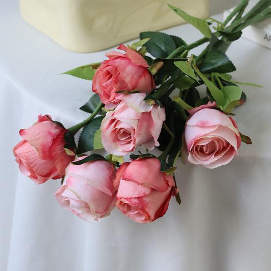 6 Pcs Artificial Rose Flowers Faux Rose Blooms with Long Stems Realistic Long-lasting Fake Roses for Wedding Home Decoration