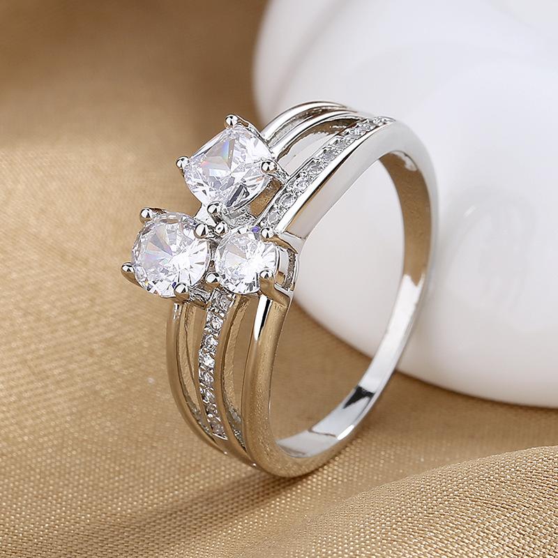 2026 Geometric Line Diamond Ring Premium Copper Inlaid Square Zircon Ring Women s Jewelry no. 6 белый