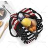 American Usa Flag Lunch Tote Bag for Women Men Reusable Insulated Cooler Lunch Box Container with Pocket for Work Office Trip