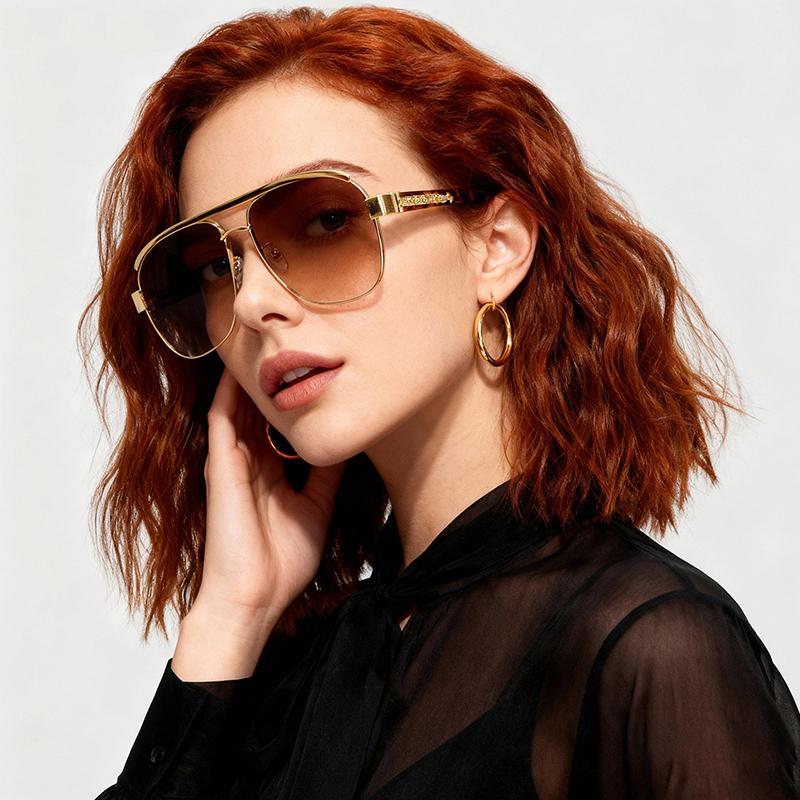 Luxurious And Versatile Personalized Sunglasses For Men And Women Fashionable Pilot Metal Sunglasses Coutdoor Casual Sunglasses