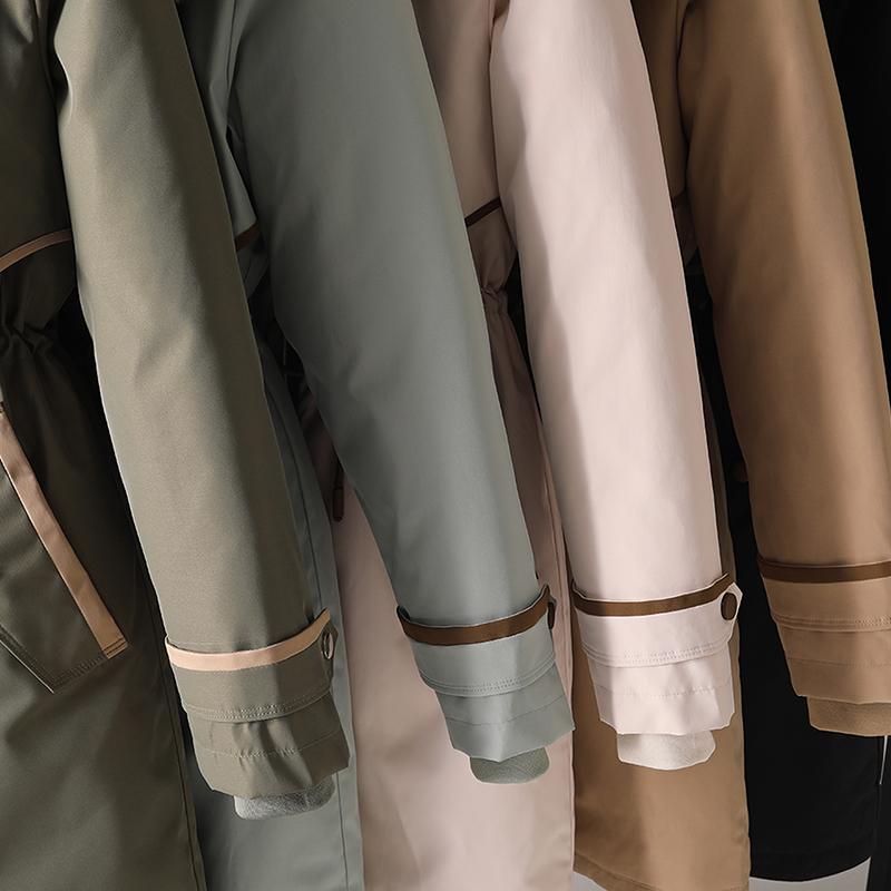 Giacche lunghe con collo in pelliccia sintetica per donna, nuova fodera invernale, cappotto imbottito femminile staccabile, parka invernale stile coreano con cappuccio