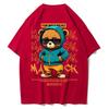 Cotton Fashion Bear Pattern Printed Men's T Shirt Round Neck Loose Tops Breathable Comfortable Casual Oversized Women Clothing