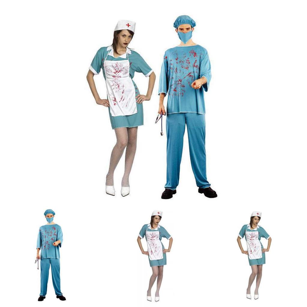 Unisex Halloween Cosplay Bloodstained Nurse Costume For Spooky Party Themes