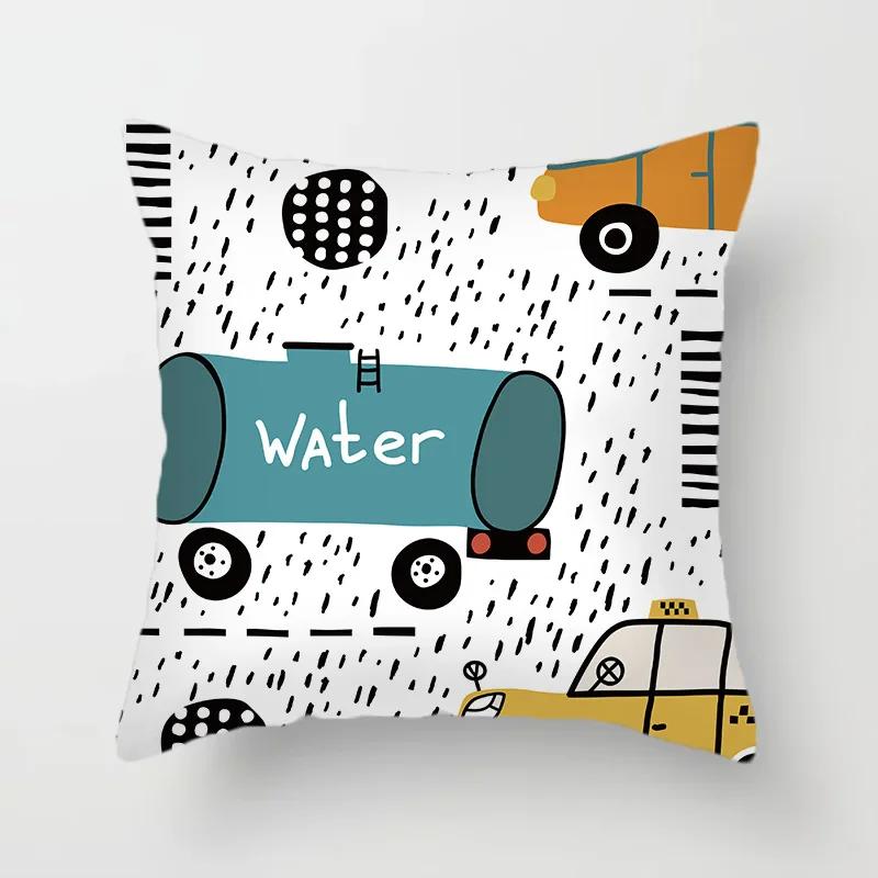 45*45cm Cute Cartoon Mermaid Dinosaur Alpaca Fox Pillowcase Sofa Office Seat Lumbar Cushion  Cover Home Decoration Pieces