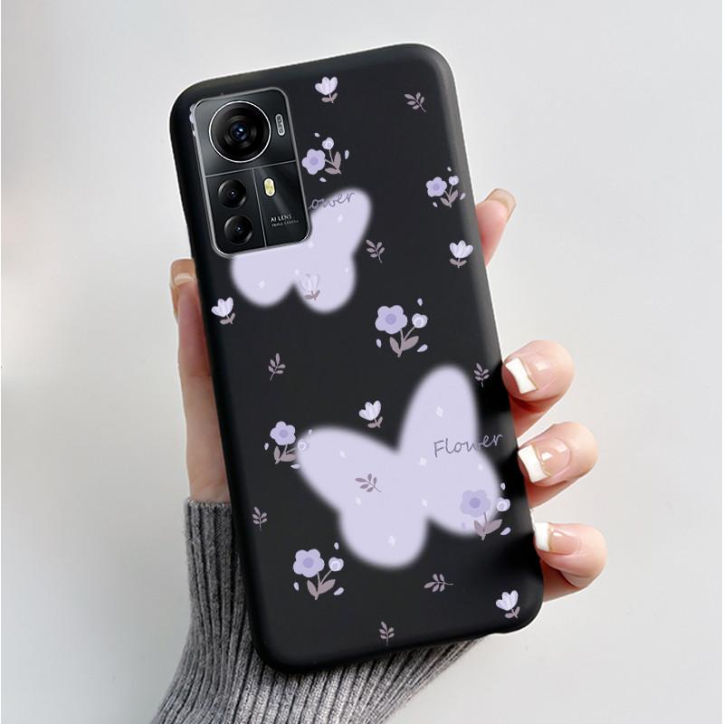 Für ZTE Blade A72S A7050 Hülle Für ZTE Blade V41 Smart Cover Luxus Mode Schmetterling Blume Silikon Weich Schwarz TPU Stoßfänger Schale