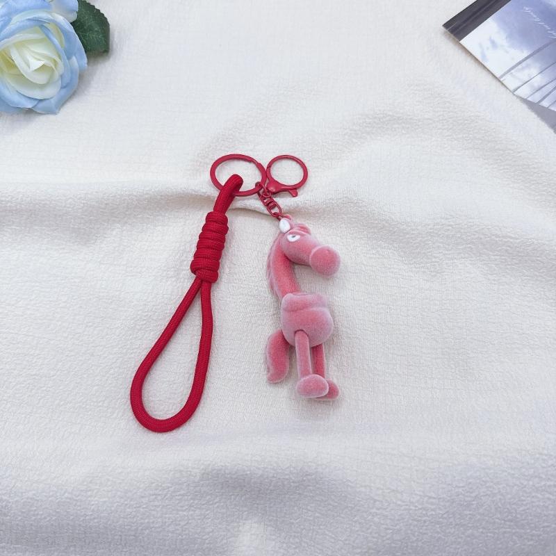 Kreskówkowy Uroczy Flokowany Kucyk Breloczek Zodiakalny Koń Wisiorek Breloczek Dekoracja do Powieszenia na Plecak Maskotka Roku Prezenty