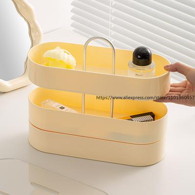 Caixa de Armazenamento de Camadas Múltiplas Estilo Nórdico para Mesa de Sala de Estar, Três Camadas, Balde de Armazenamento Simples, Organização de Batom e Joias